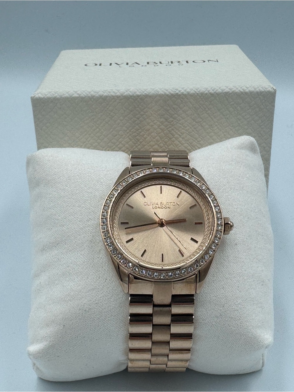 OLIVIA BURTON Rose Gold Crystal Bezel Bracelet Watch- STUNNING!